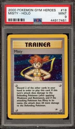 Pokemon Misty Gym Heroes Unlimited Holo Rare #18 PSA 9 Mint