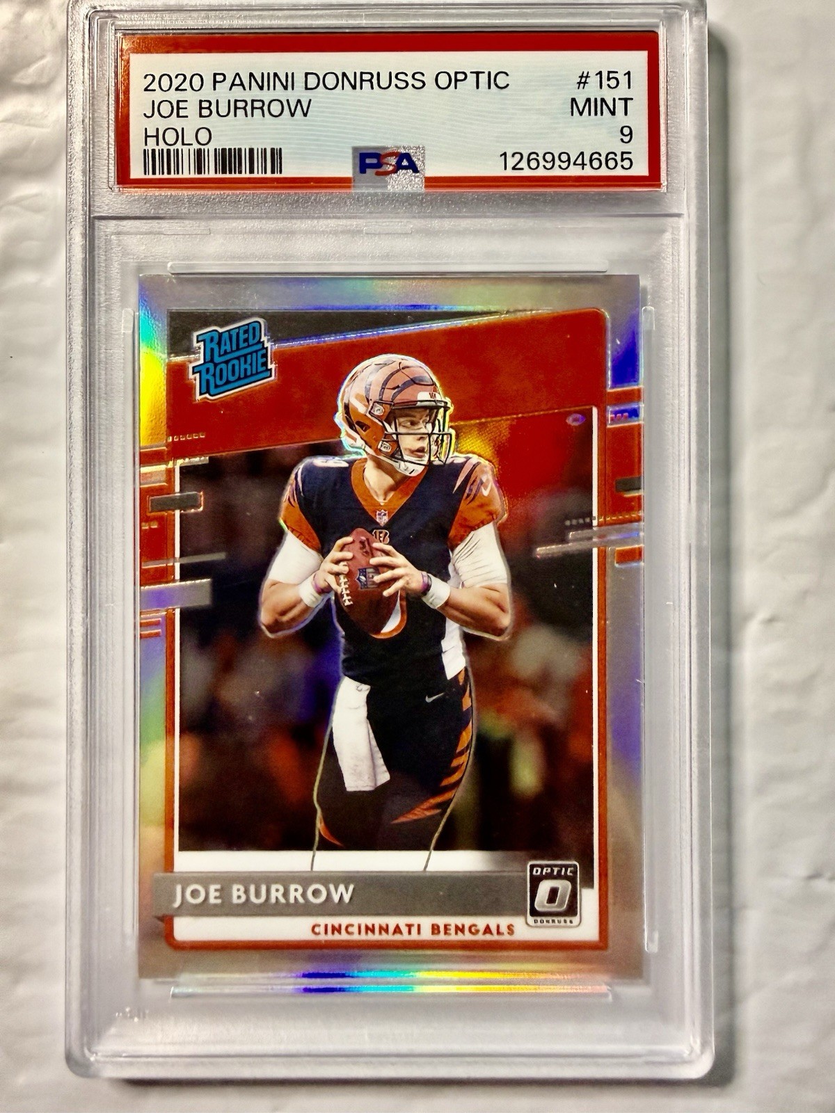 2020 Panini Donruss Optic JOE BURROW HOLO PSA 9 MINT Rated Rookie RC #151
