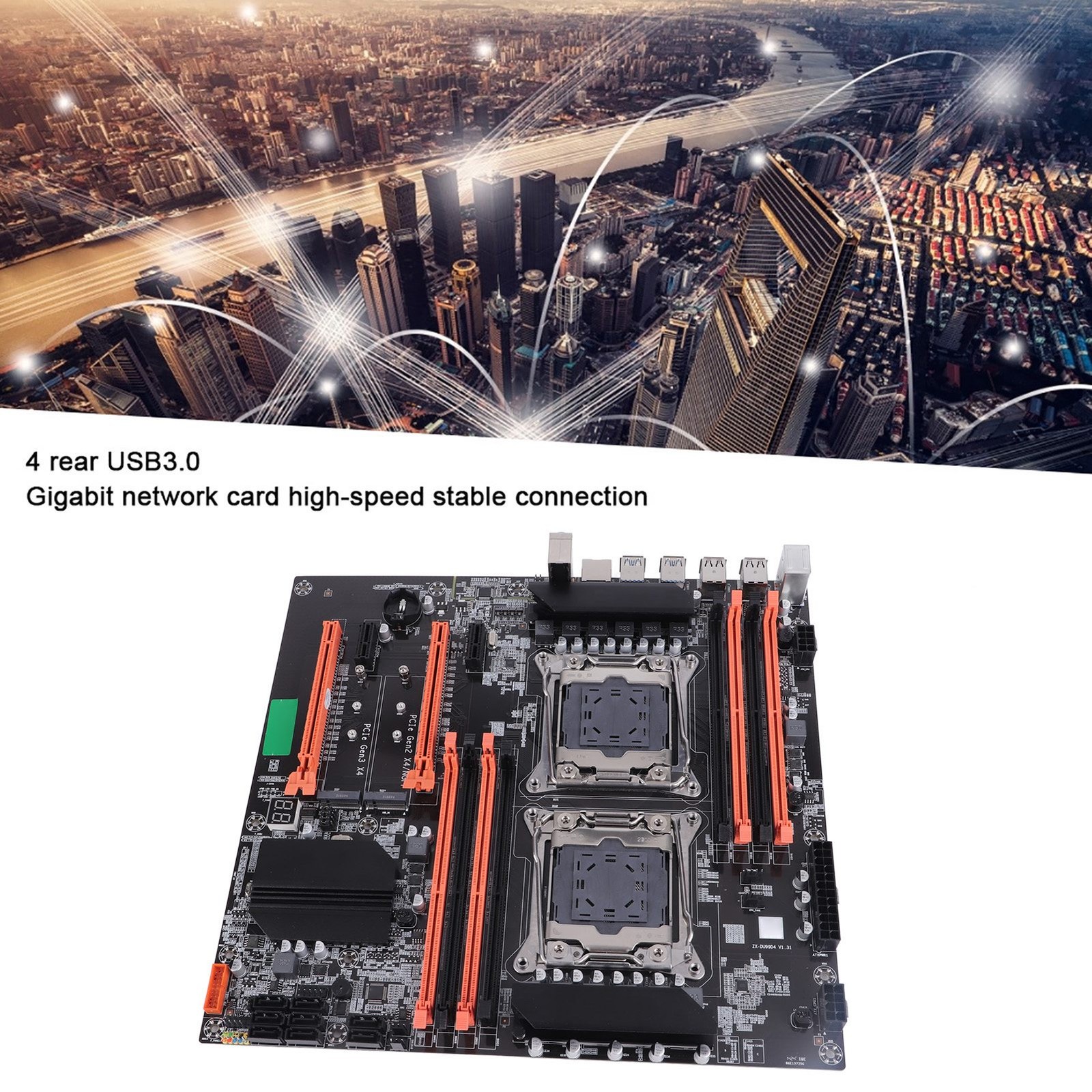 Dual Socket Desktop Motherboard 2011‑3 Pin DDR4 For Studio Computer Game Simu AS
