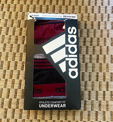 adidas Athletic Comfort Fit Boxer Briefs 4 Pack Stretch Cotton Tagless XXL