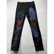 Waimea Youth Boy's Skinny Fit Paint Splatter Black Jeans - Size 18 30x29