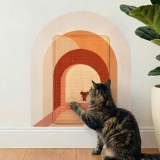 Vertical Large Wall Mounted Sisal Cat Scratcher Art Decal Scratch Pad Indoor