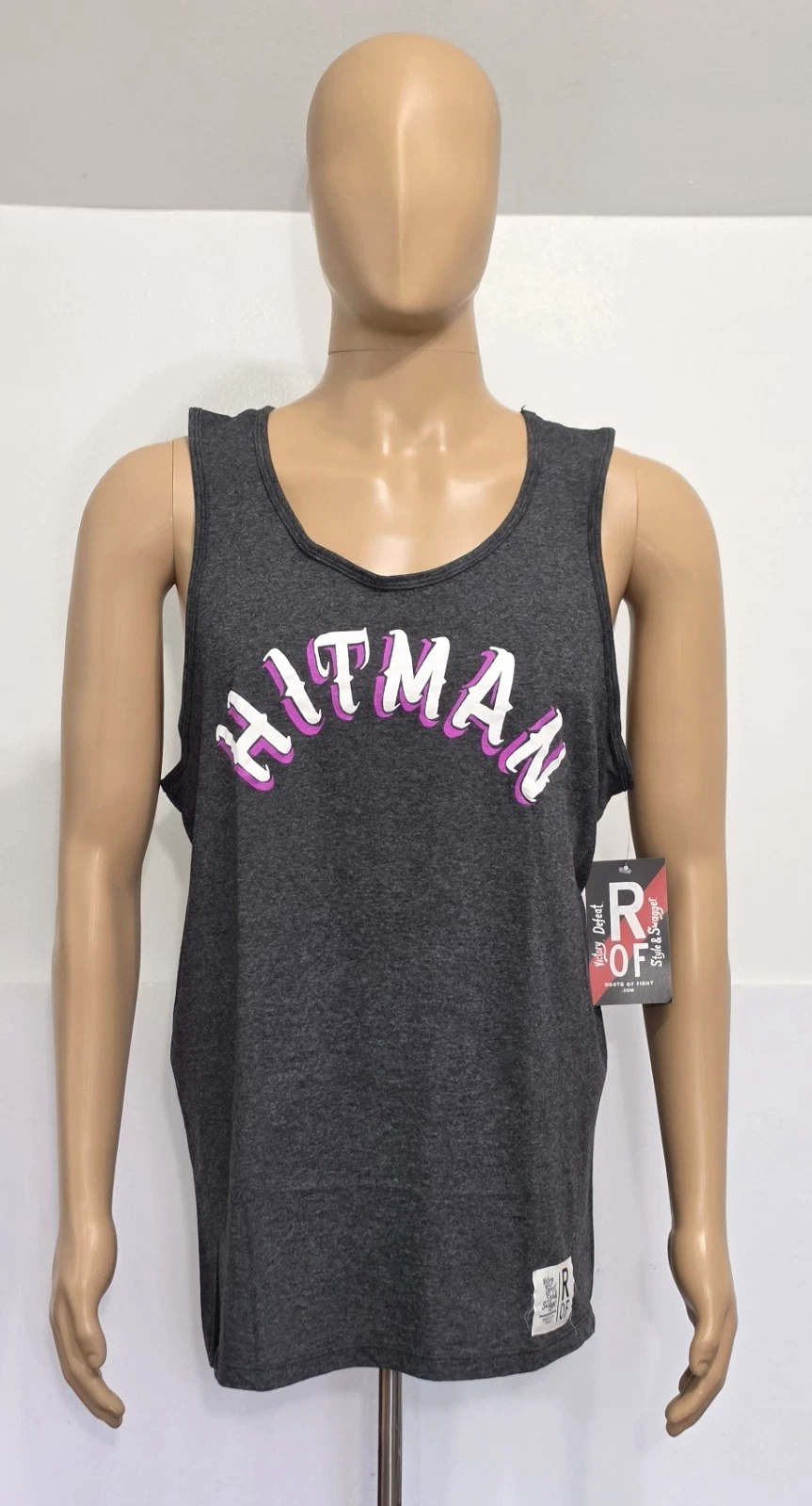 Roots of Fight Bret Hitman Hart Top Mens 2XL Grey Charcoal Graphic Print