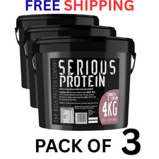SERIOUS PROTEIN Protein Powder 4kg Low Carb Supports Lean Muscl Growth PACK OF 3 9.11 per kilo