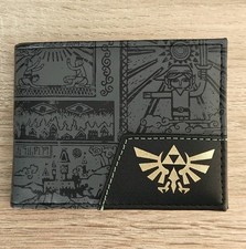The Legend of Zelda Bifold Wallet Link Gold Symbol Black Style - Brand New