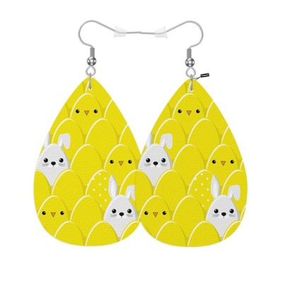 Hasen Mode Leder Träne Ohrringe gelb süß Ostereier und Hase Chi