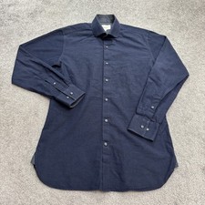Ted Baker Endurance Dress Shirt Men 15 32/33 Navy Blue Textured Long Sleeve Work