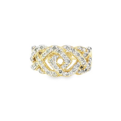 Bandring 9 kt Gelbgold Diamant geflochten