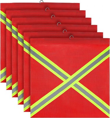 Safety Flags for Truck with Wire Loop 6 PCS 18X18 Inch Mesh Warning Flags(Red)