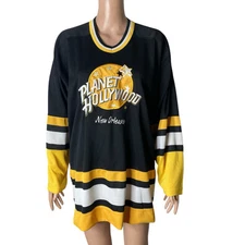 Vintage Planet Hollywood Hockey Jersey New Orleans Mens M black yellow