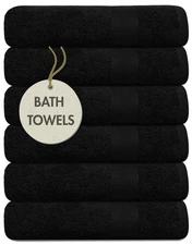 Medium Size Bath Towels Set of 6 – 100% Cotton Terry – 24" x 48" – Quick Dry,...