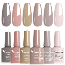 VENALISA Neutral Nude Gel Nail Polish Set, 6 Colors Grey Nude Light Brown Gel Po
