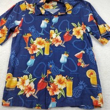 VTG Hilo Hattie Hawaiian shirt Camp Collar Pineapple cocktail Size L Mens