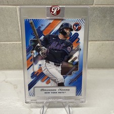 2025 Topps Pristine - Brandon Nimmo #128 Blue Refractor /75 Encased - NY Mets