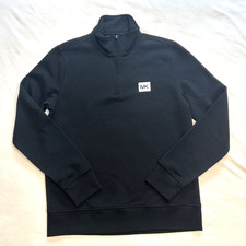 Michael Kors Men's Black 1/4 Zip Sweatshirt Medium Mock Neck Pullover Logo