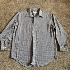Yves Saint Laurent Men  s Patterned Button Shirt Size 16 32-33 Blue/white EUC