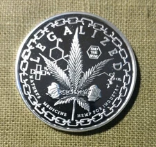 1oz Silver Proof Legalized Oregon .999 COA 0165/1000 Cannabis