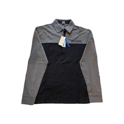 Cerruti 1881 Men s Long Sleeve Polo Shirt Two-Tone Gray Size L 100% Cotton NWT