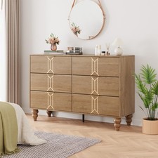 6 Drawers Dresser for Bedroom, Modern Wooden Chest of Drawers ,Storage Dresser