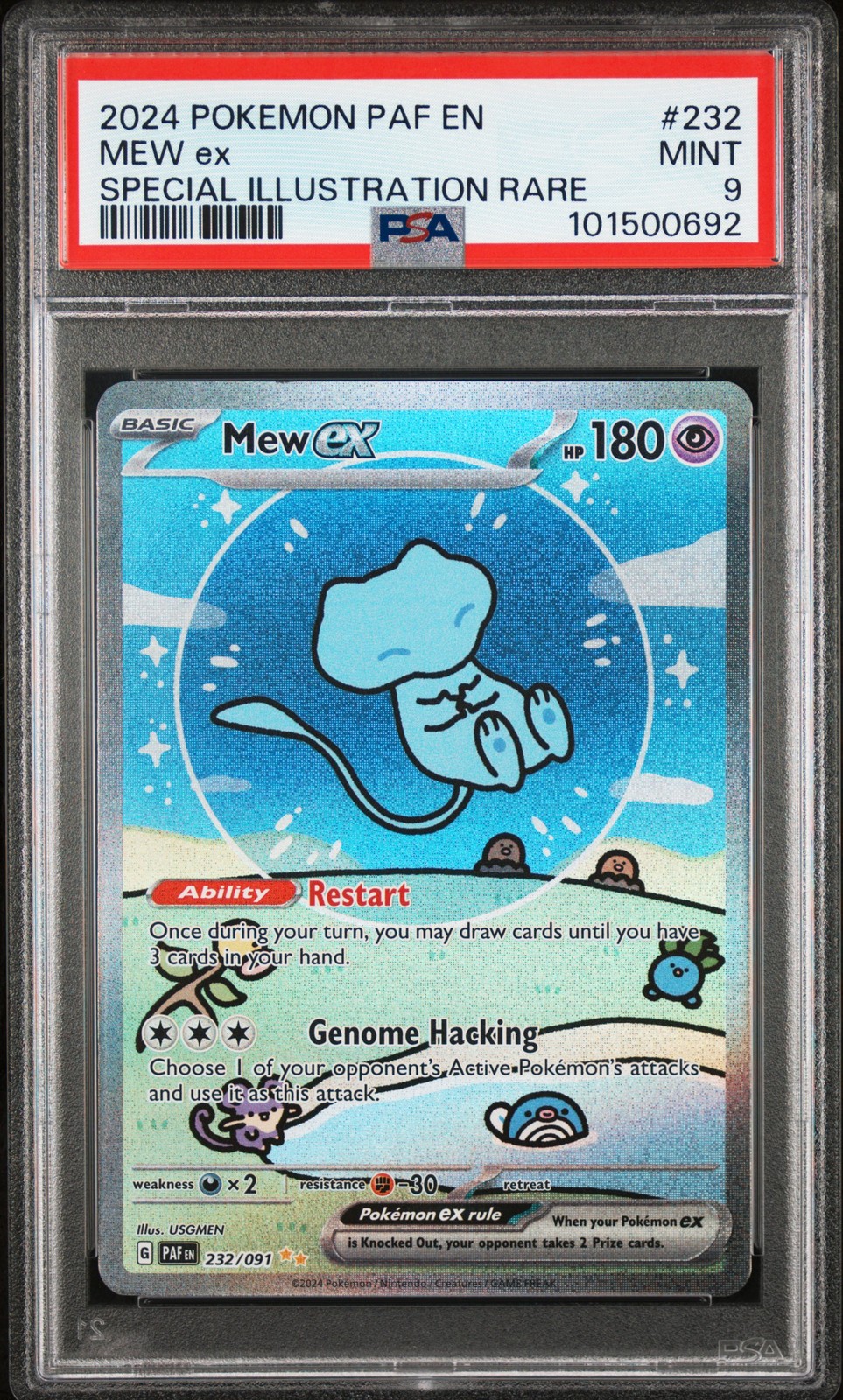 2024 POKEMON PAF EN-PALDEAN FATES SPECIAL ILLUSTRATION RARE #232 MEW EX PSA 9