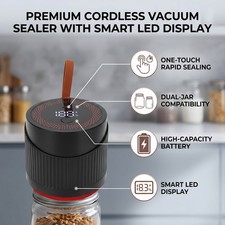 Electric Jar Vacuum Sealer LED Display Rechargeable Cordless Vacuum Jar Seal HOT