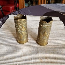 artisanat  des tranchées  2 Douilles 37 85 Obus Artillerie 14 18 WW1