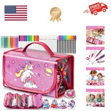 Unicorn Washable Markers Set 48 pcs with Glitte Pencil Case, Art Supplies for...