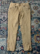 Ralph Lauren Sport Tan Equestrian Pants Stretch Knee Patches Size 30