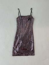 Forever 21 Sequin Purple Mini Dress with Adjustable Black Straps size small