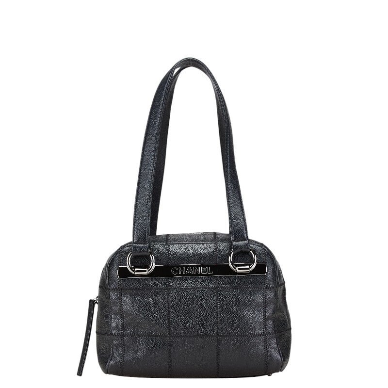 CHANEL Mini Chocolate Bar Shoulder Bag in Black Caviar Leather for Women