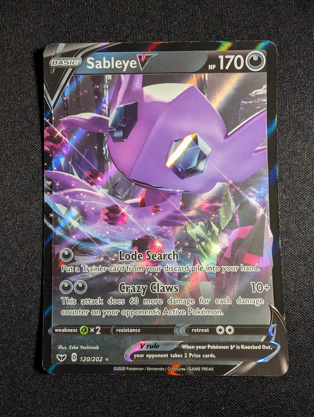 Pokemon Sableye V 120/202 SWSH01: Sword & Shield Base NM