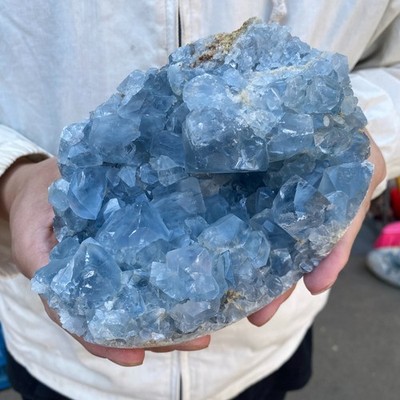 4.6LB  Celestite Cluster Blue Geode Crystal Rock Yoga Meditation Reiki Decor
