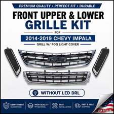 Front Upperlower Grille Kit For 2014-2019 Chevy Impala Grill W Fog Light Cover Front Upperlower Grille Kit For 2014-2019 Chevy Impala Grill W Fog Light Cover