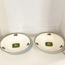 Vtg Set of 2 John Deere by Gibson Tractor 9" Dinnerware Soup Salad Cereal Bowls