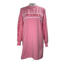 Boohoo Dress Women’s Size 8 Pink WOMAN Graphic Long Sleeve Sweatshirt Mini