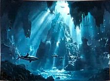 Shark Encounter Underwater Cave Tapestry Wall Art-Large 6' x 12' /New /Free Ship