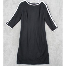 Talbots Dress 4 Ponte Knit Colorblock Bow Career Office Stretch Sheath Black