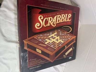 *New* Luxury Crossword Game w/ Rotating Board Wooden Deluxe Scrabble Rare