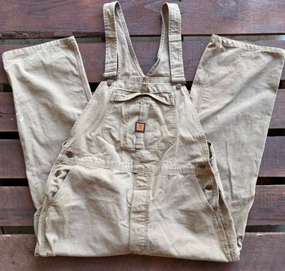 Vintage Big Ben Brown Cotton Canvas Work Overalls Bibs 42x30 USA Made