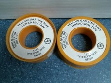 AA Thread Seal Yellow Gas Line PTFE Tape 260" L x 1/2" W, 0.1 oz., Lot of 2, FS