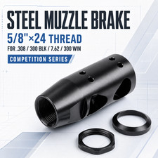 Steel 5/8x24 Thread Muzzle Brake for .308/300BLK/7.62/300WIN