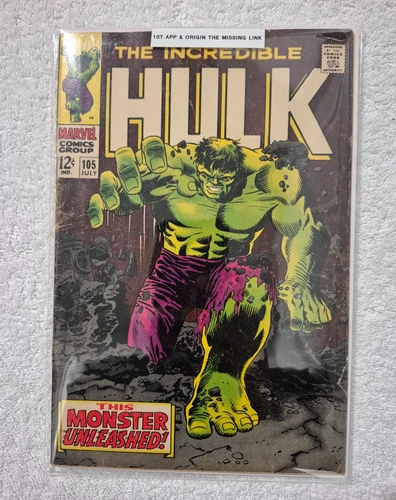 Vintage 1968 The Incredible Hulk #105 Marvel Silver Age 1st App Missing Link