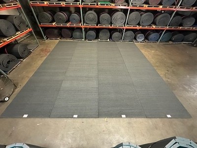 EZ Flex 24' x 22' 4'' x 1-3/8'' Dark Gray Cheer Carpet Bonded Foam Mat - CBF #1