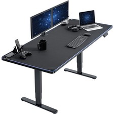 VIVO Electric 71” x 30” Stand Up Desk with RGB, Black Table Top, Black Frame