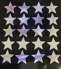  MIRRORED SILVER VINYL STARS-SELF ADHESIVE x 20 (S1)