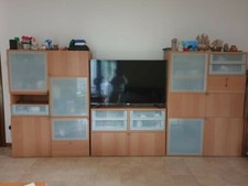 BESTA Mobile Sala da Pranzo/Soggiorno componibile - 360 x 165cm - Legno e vetro