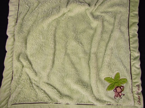 NoJo Monkey Green Loved and Cherished Baby Blanket Plush 28x28 Security Jungle - Picture 3 of 4