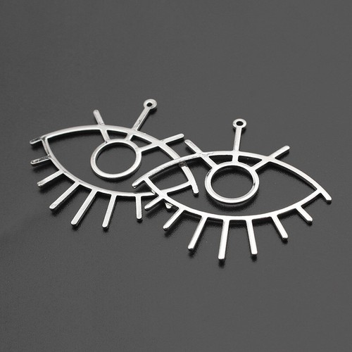 10PCS Silver Raw Brass Hollow Eye Shaped Charms Pendant Jewelry Earring Findings - Picture 3 of 6