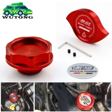 Red Mugen Oil Filler Cap + Water Radiator Cap Cover Kit For Honda Civic Acura