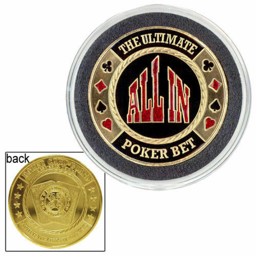 ALL IN Texas Hold'em Poker Card Cover Guard Protector Gold Brass Coin